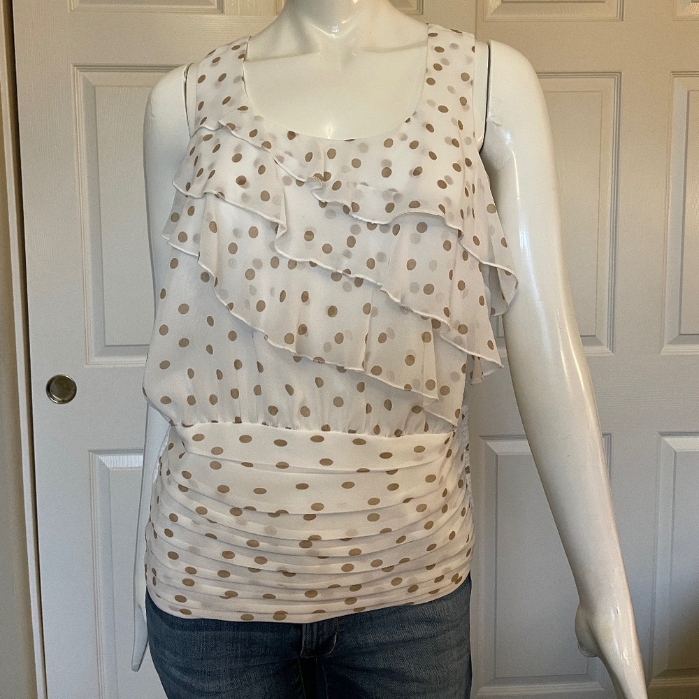 White House Black Market Ruffle Blouse Sz M